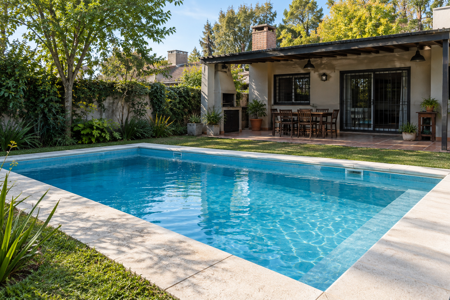 Piscina de hormigón terminada en un patio residencial de san-fernando